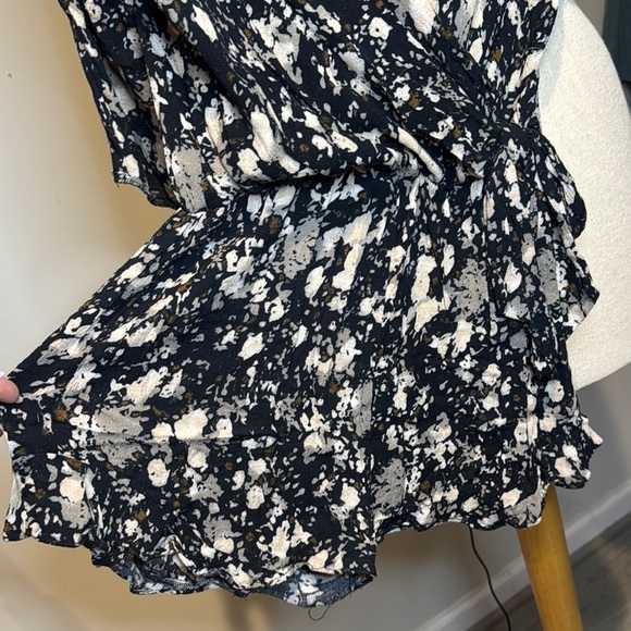 Free People Black and White Ruffled Wrap romper - Picture 4 of 5